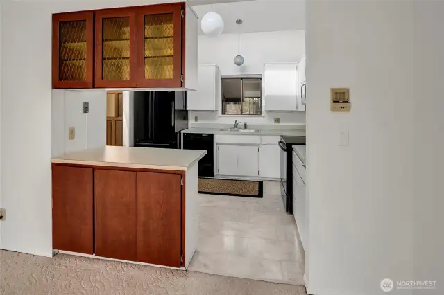 Cabinets bring a retro charm and a touch of whimsy