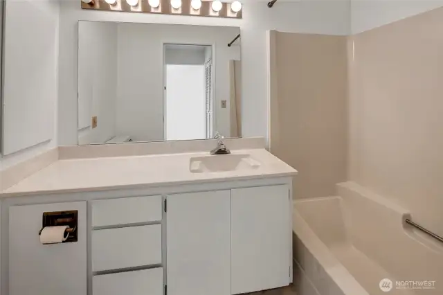 Guest bathroom which is a full bath