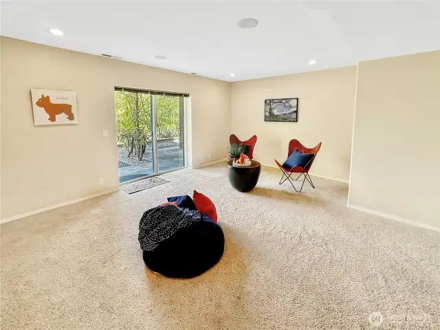 Another family room view that shows the slider patio access.