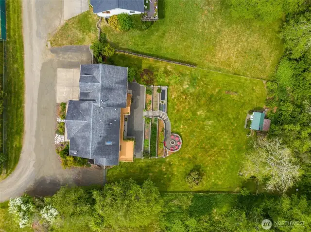 Aerial view of home and parcel.