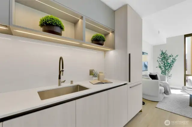 Sleek contemporary kitchen with deep sink