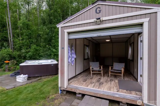 The hot tub is included with the property purchase, and the shed is the perfect bunk house or staging area for your building plans. It also makes for a great clubhouse if you plan on camping at the property!