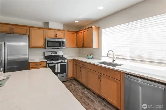 Beautiful quartz counter tops.