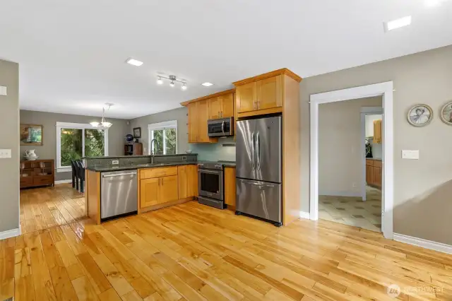 Mud room, laundry & garage access through the opening