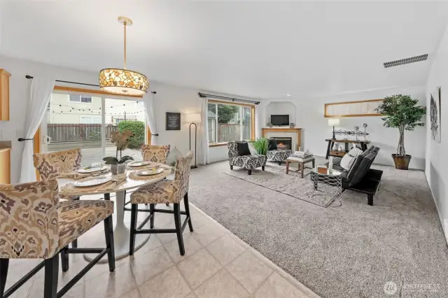 Another view of how large the family room is and the carpet has upgraded padding for the extra comfort.