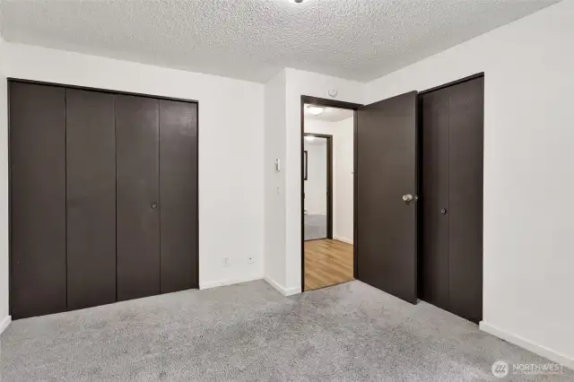 Full size closets.  Some bedrooms have extra storage!