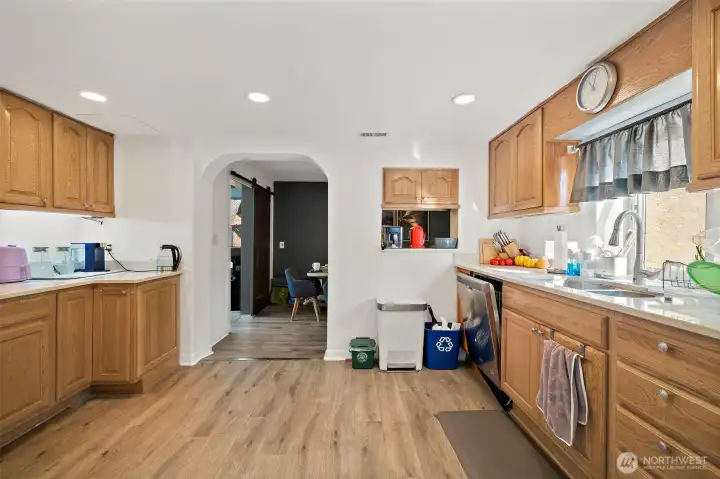 The dining room connects off the kitchen.