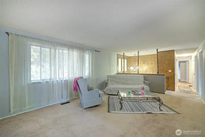 A newly painted livingroom walls showcased how large this living area is.