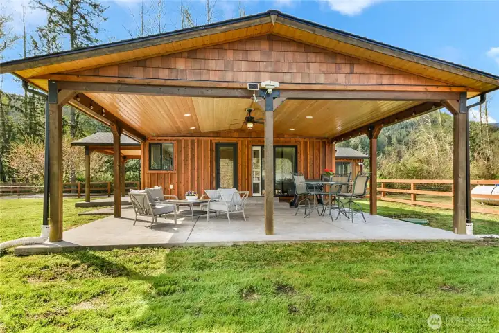 entertainment sized cover patio to enjoy all year round