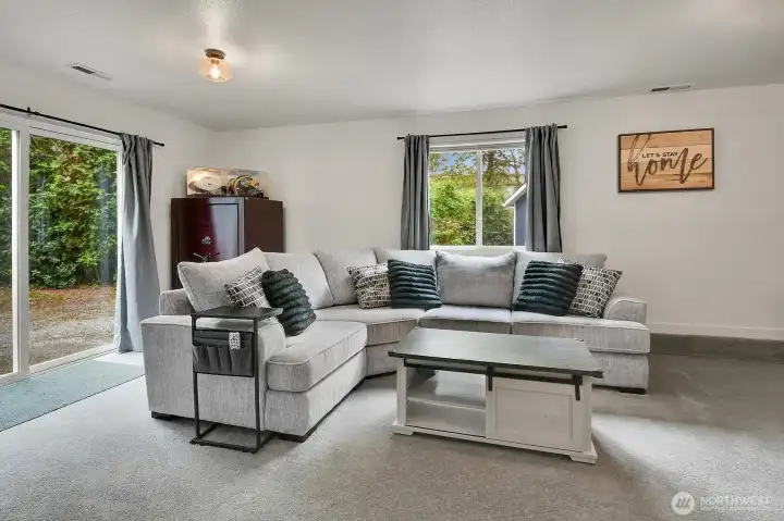 Lower-level walkout. Easy access to RV parking and backyard