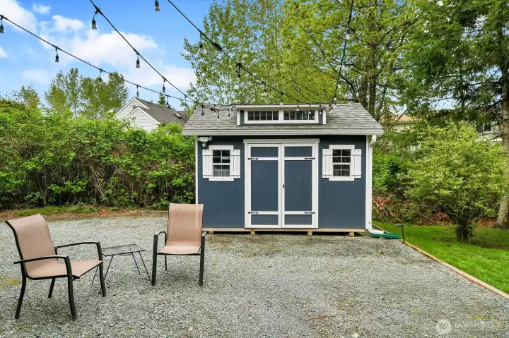 Versatile outbuilding with electricity—ideal for a workshop, hobby space, or extra storage.