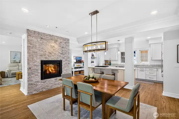 Fully remodeled Anacortes condominium featuring open-concept living, dining, and kitchen spaces with no-step access.