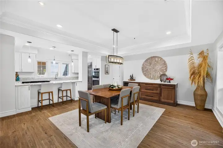 Open dining area designed for everyday living and entertaining with easy flow to the kitchen and living room.