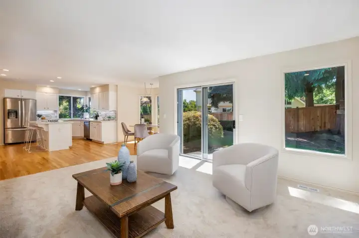 Open flow & views from family room to kitchen so you're always connected Open flow & views from family room to kitchen so you're always connected