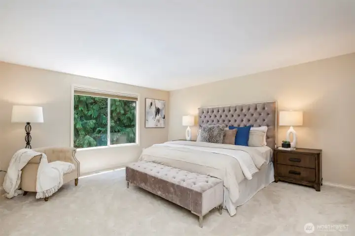 Ahhh, your spacious Primary retreat w/ great privacy & backyard views Ahhh, your spacious Primary retreat w/ great privacy & backyard views