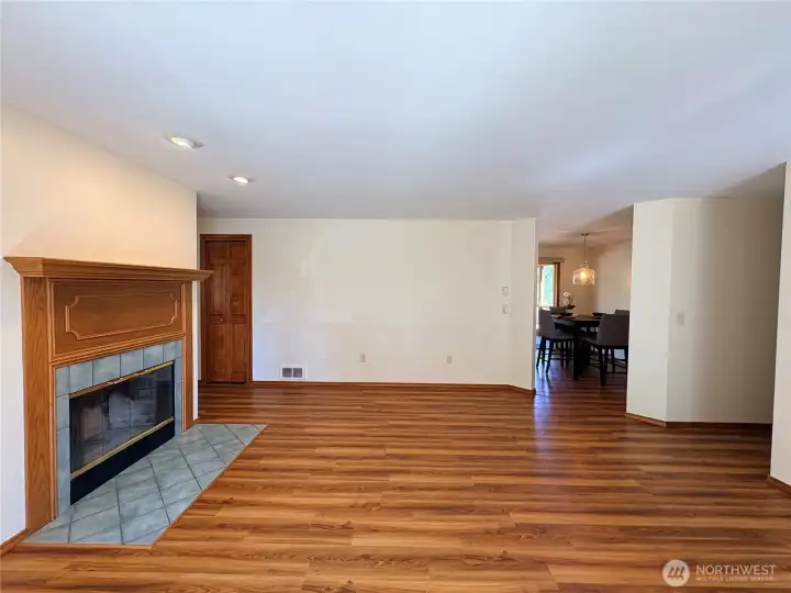 Wood burning tiled Fireplace in Living Room