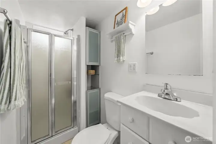Lower level 3/4 bath. Lower level 3/4 bath.