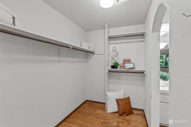 Spacious walk-in closet (even more space not pictured here).