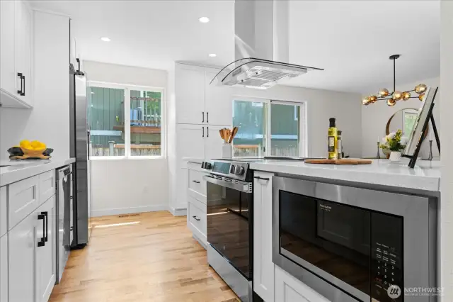 Thoughtful placement of kitchen appliances, for ease of flow