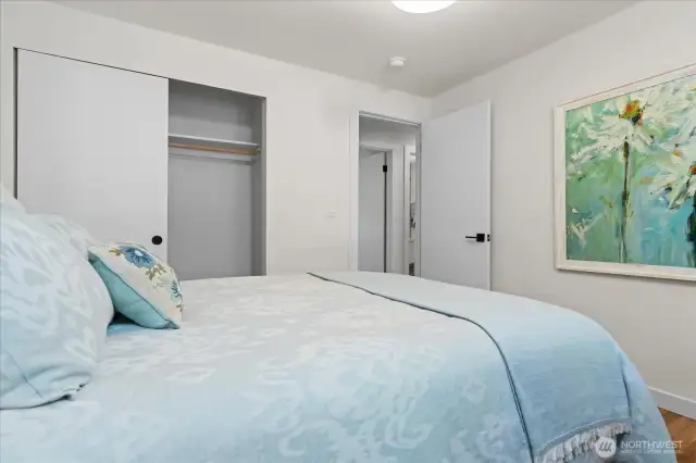 Good sized secondary bedroom provides large closet and room for a queen-sized bed
