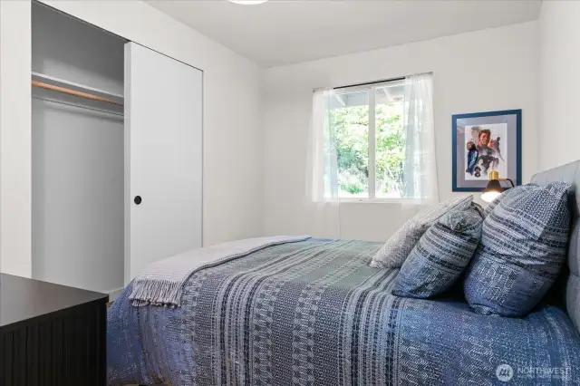 Good sized secondary bedroom provides large closet and room for a queen-sized bed