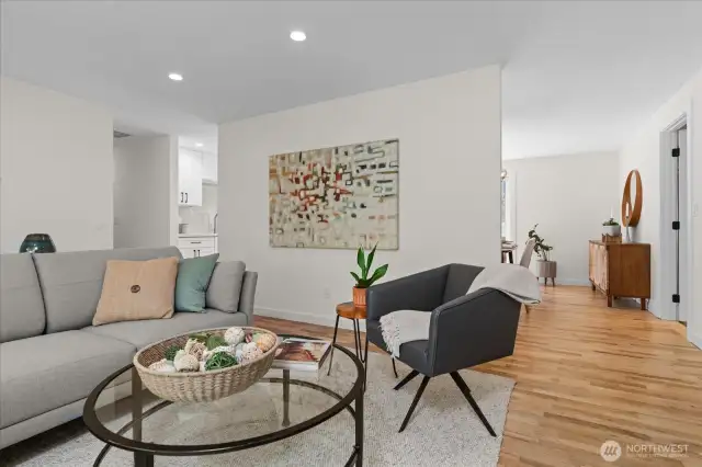 Rooms that flow: Great room, dining and kitchen adjoin