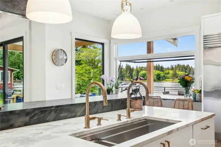 Enjoy lake views from the heart of the kitchen.