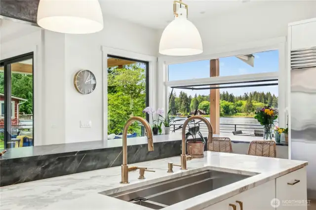 Enjoy lake views from the heart of the kitchen.