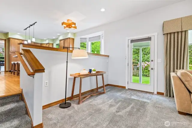 Family room has a door out to patio