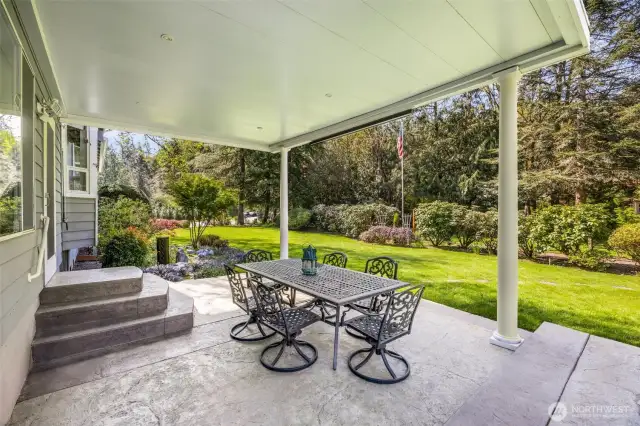 Covered patio is a lovely retreat