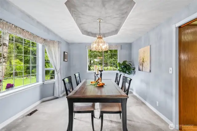 Dining room with big windows