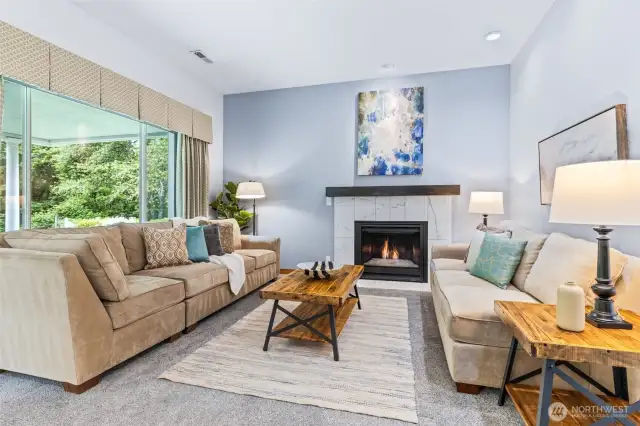 Family room with gas fireplace