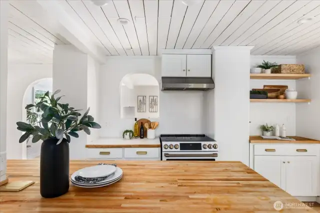 cafe stove and fisher and paykel refrigerator