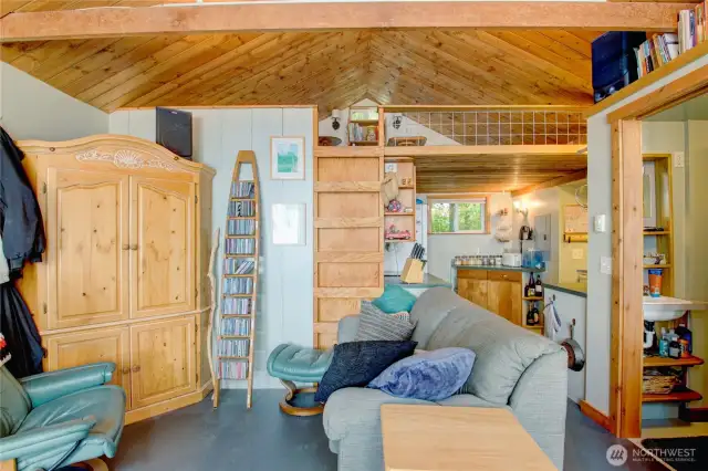 Loft area used as second bedroom for guests.
