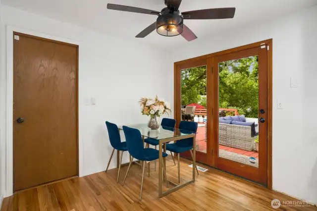Notice the French door to the deck off of the dining area.