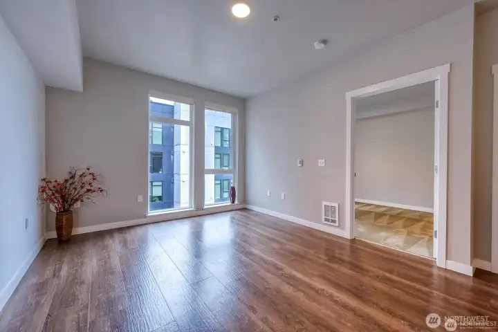 Bedroom conveniently tucked just off the living room