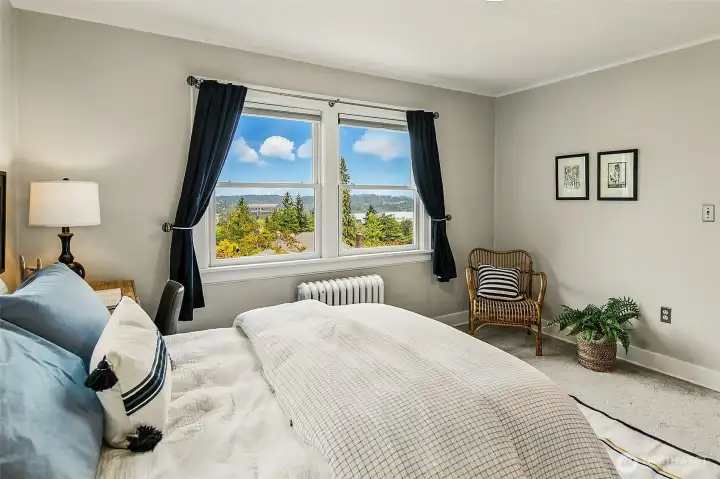 Third bedroom on the second floor with views to Interlaken Park and Mt. Baker.