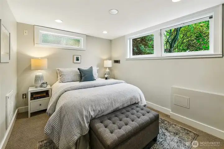 Guest bedroom on the lower level.