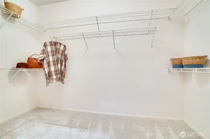 Large walk-in closet off of the primary bedroom