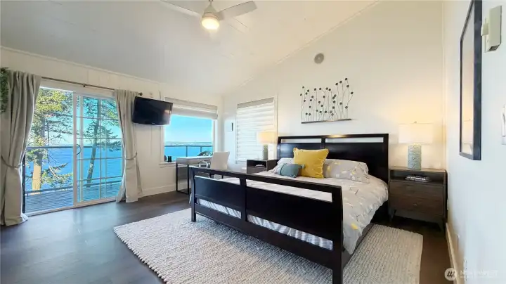 First master bedroom with en suite and deck.