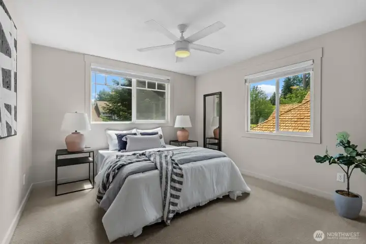 Generously proportioned and flooded with natural light, this versatile bedroom serves as the perfect shared space or high-capacity guest suite. Generously proportioned and flooded with natural light, this versatile bedroom serves as the perfect shared space or high-capacity guest suite.