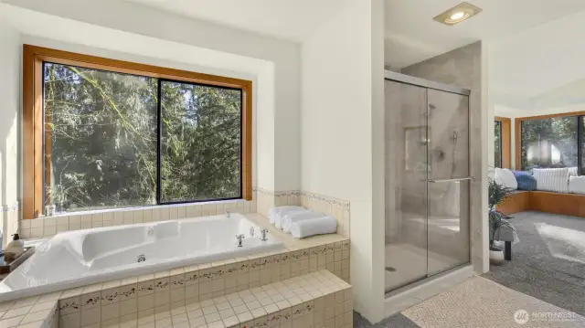 Bathroom with a thoughtfully designed layout, offering direct access to the bedroom for added convenience.