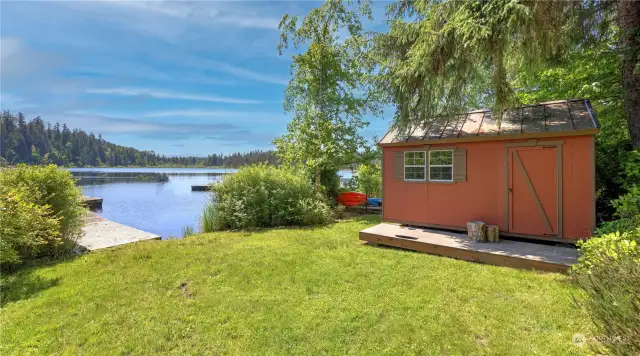 The private boathouse and floating dock really make this property a true lakefront oasis.