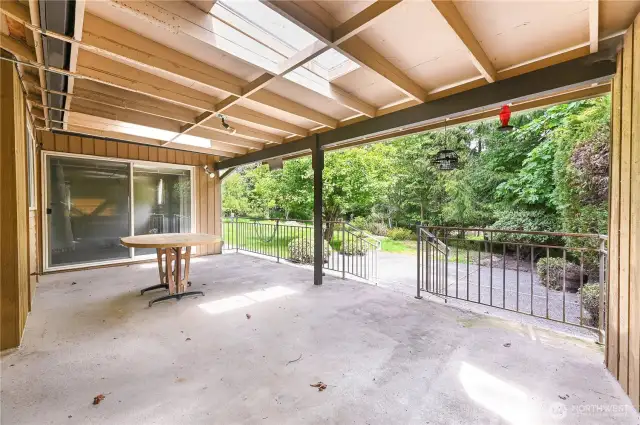 Covered back deck off the Primary and the dining area.