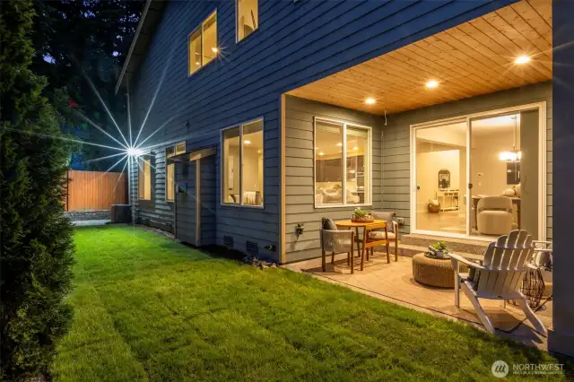 Back yard, fully fenced & refreshed with brand new sod/lawn.