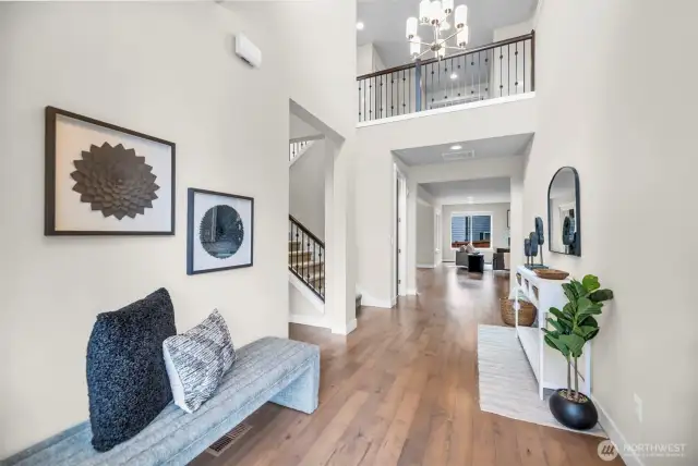 Entry foyer with soaring ceilings.
