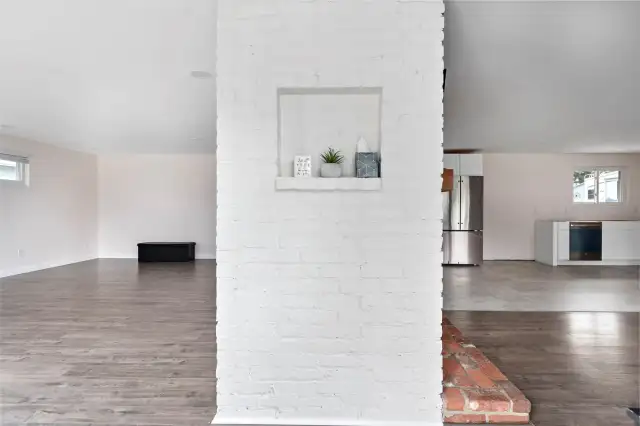 The entry to your right is the dinning room and kitchen, to the left is the living room.
