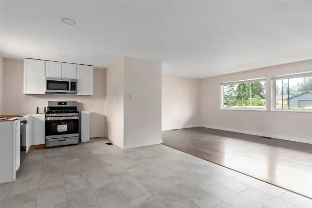 The Kitchen is not finish, waiting on the rest of the cabinets to arrive.