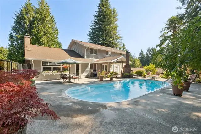 The large pool is surrounded by loads of patio! Room for everyone and all the toys you'll possibly need!