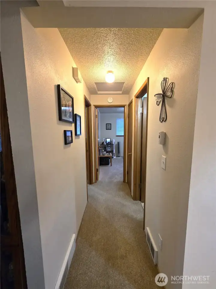 Unit 1 hallway to 2 bedrooms and 1 bath